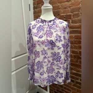LOFT Purple Floral Blouse